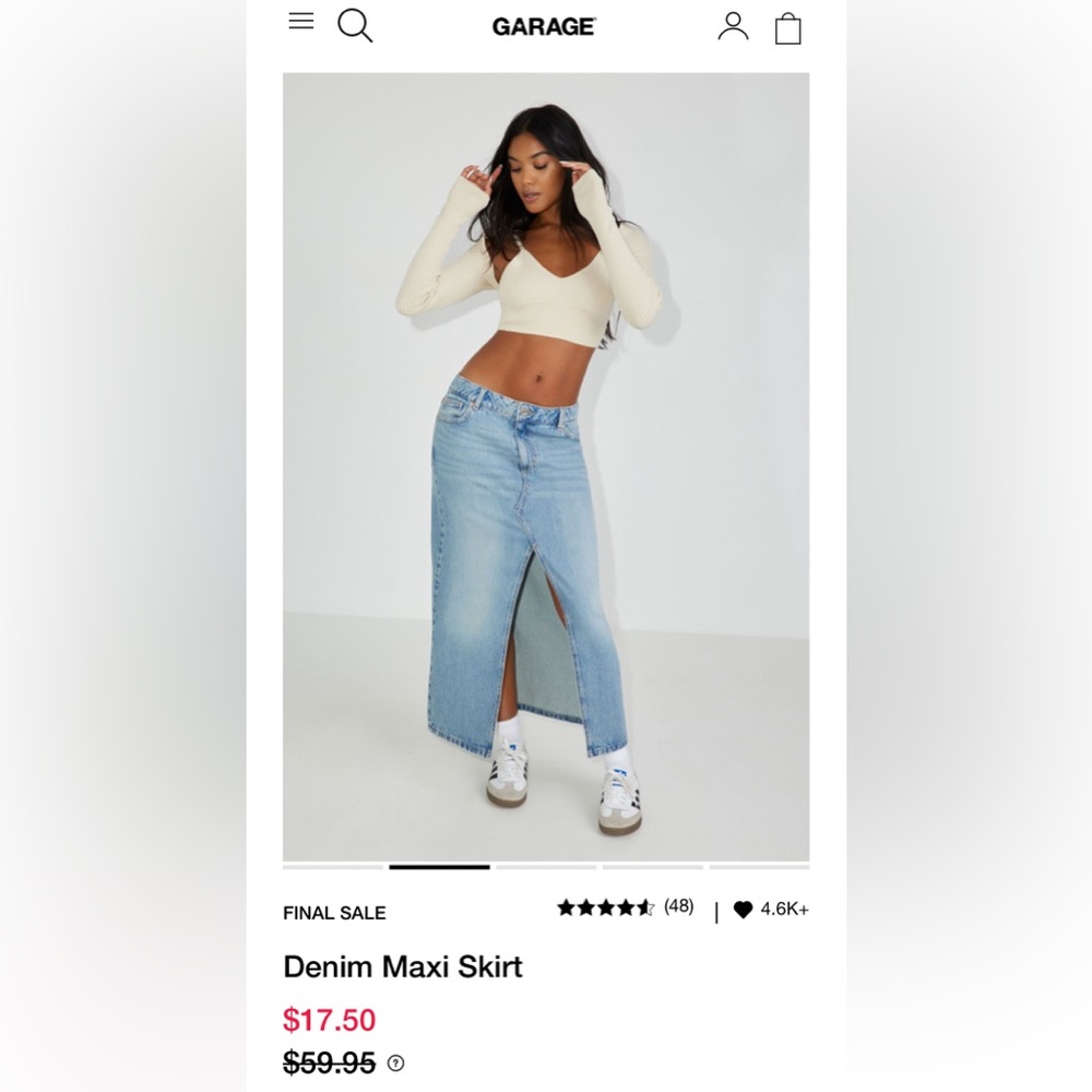 GARAGE Women's Light Blue Denim Maxi Skirt
